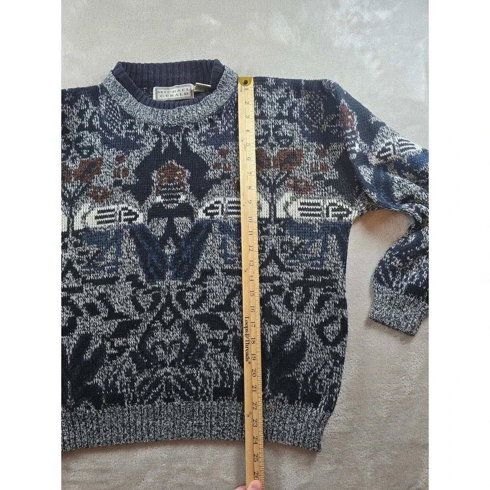 Vintage Michael Gerald Knit Sweater Womens L Fair Isle Nordic‎ Nature *Read